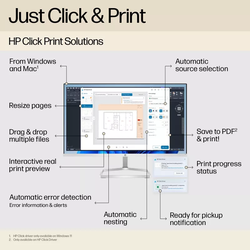 HP Designjet T250 24-in printer 2025 edition, thermische inkjet, 2400 x 1200 DPI, JPEG, URF, zwart, cyaan, magenta, geel, 2400 x 1200 DPI, 1 (cyaan, magenta, geel, zwart)