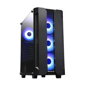 PC-behuizing CHIEFTEC GS-01B-OP tower zwart – gehard glas, RGB-ventilator, ondersteunt ATX/Micro-ATX, GPU tot 320 mm