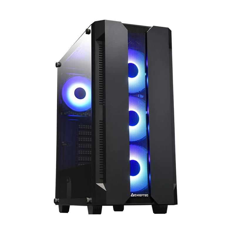 PC-behuizing CHIEFTEC GS-01B-OP tower zwart – gehard glas, RGB-ventilator, ondersteunt ATX/Micro-ATX, GPU tot 320 mm