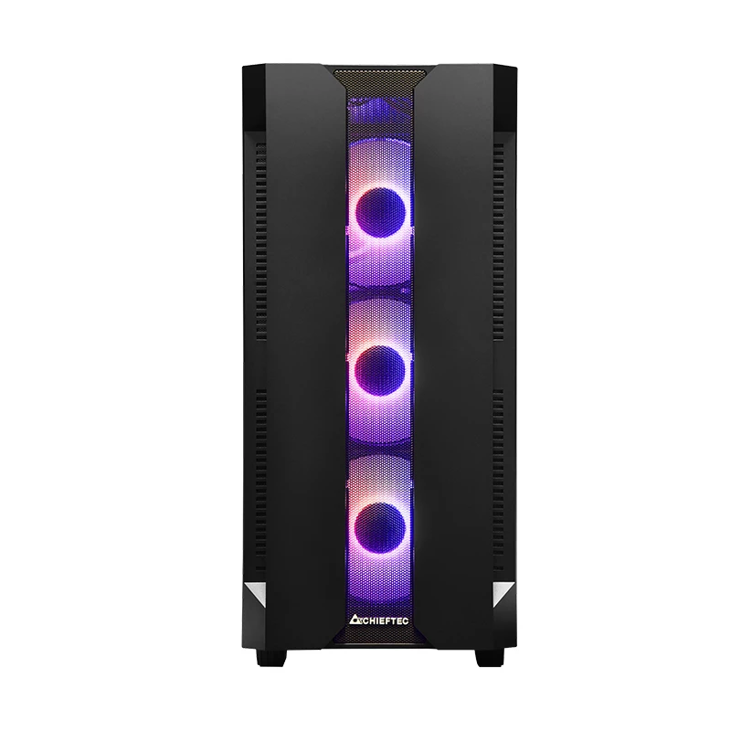 PC-behuizing CHIEFTEC GS-01B-OP tower zwart – gehard glas, RGB-ventilator, ondersteunt ATX/Micro-ATX, GPU tot 320 mm