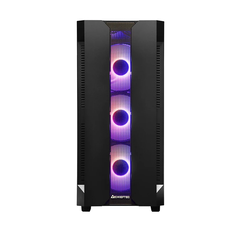 PC-behuizing CHIEFTEC GS-01B-OP tower zwart – gehard glas, RGB-ventilator, ondersteunt ATX/Micro-ATX, GPU tot 320 mm