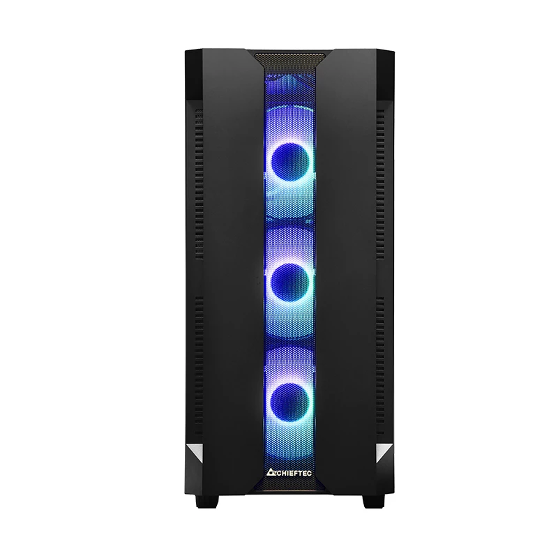 PC-behuizing CHIEFTEC GS-01B-OP tower zwart – gehard glas, RGB-ventilator, ondersteunt ATX/Micro-ATX, GPU tot 320 mm