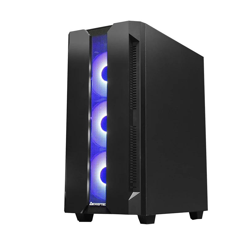 PC-behuizing CHIEFTEC GS-01B-OP tower zwart – gehard glas, RGB-ventilator, ondersteunt ATX/Micro-ATX, GPU tot 320 mm