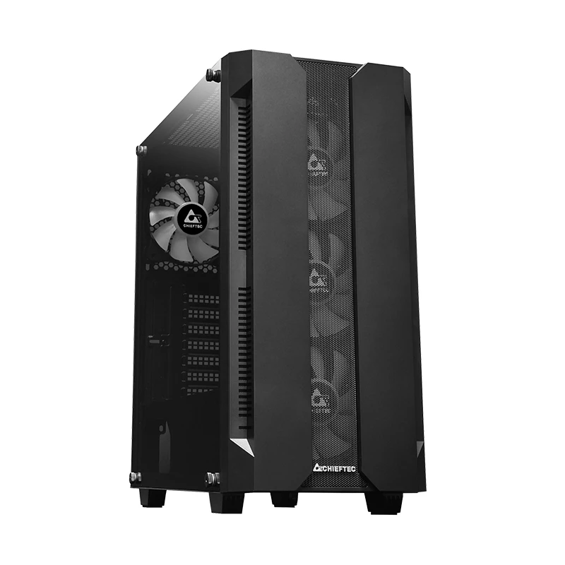 PC-behuizing CHIEFTEC GS-01B-OP tower zwart – gehard glas, RGB-ventilator, ondersteunt ATX/Micro-ATX, GPU tot 320 mm