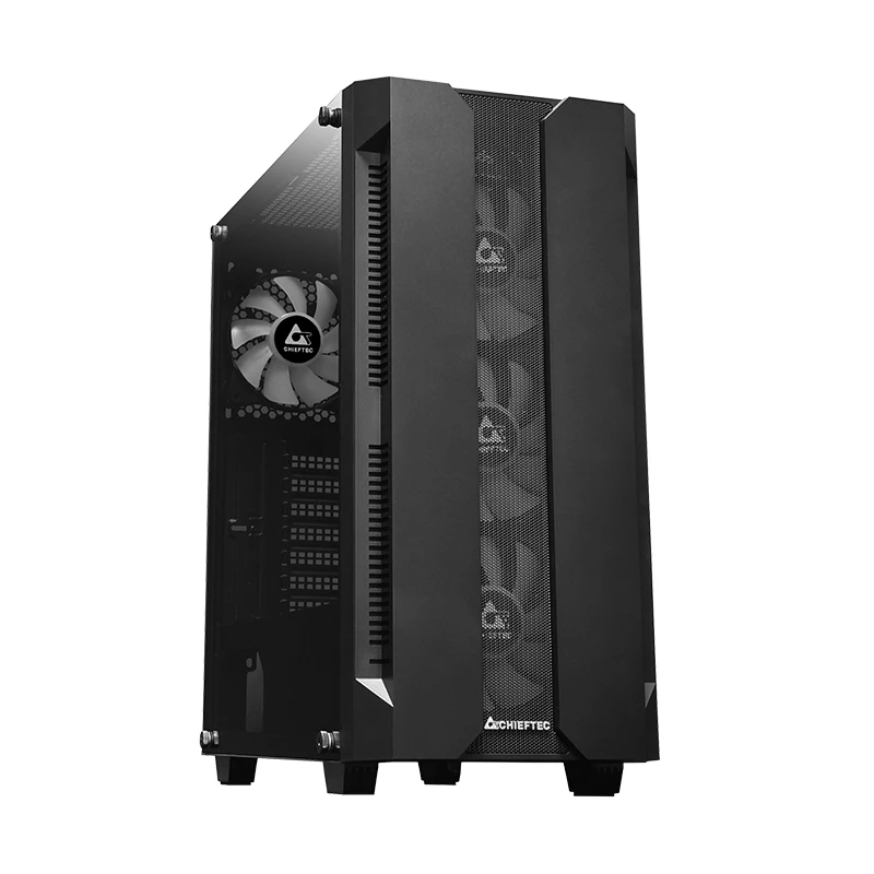 PC-behuizing CHIEFTEC GS-01B-OP tower zwart – gehard glas, RGB-ventilator, ondersteunt ATX/Micro-ATX, GPU tot 320 mm