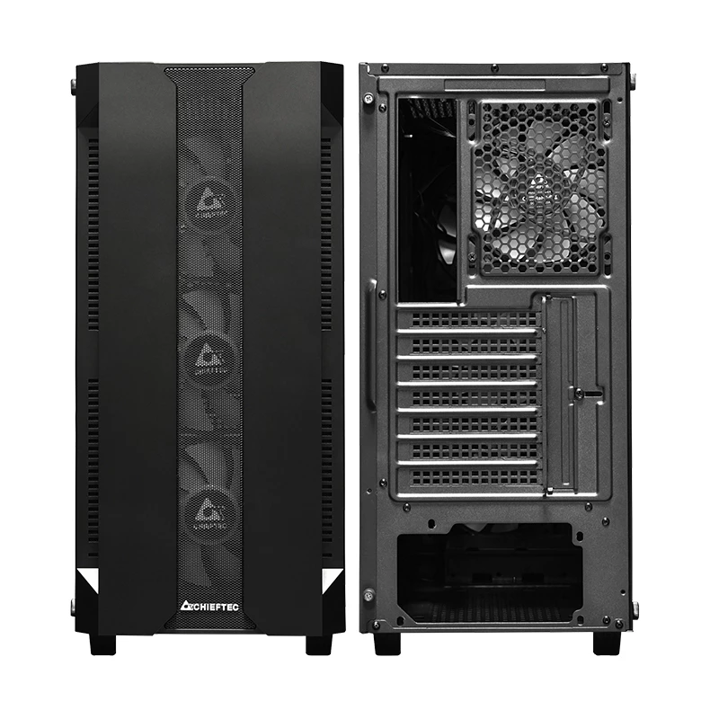PC-behuizing CHIEFTEC GS-01B-OP tower zwart – gehard glas, RGB-ventilator, ondersteunt ATX/Micro-ATX, GPU tot 320 mm