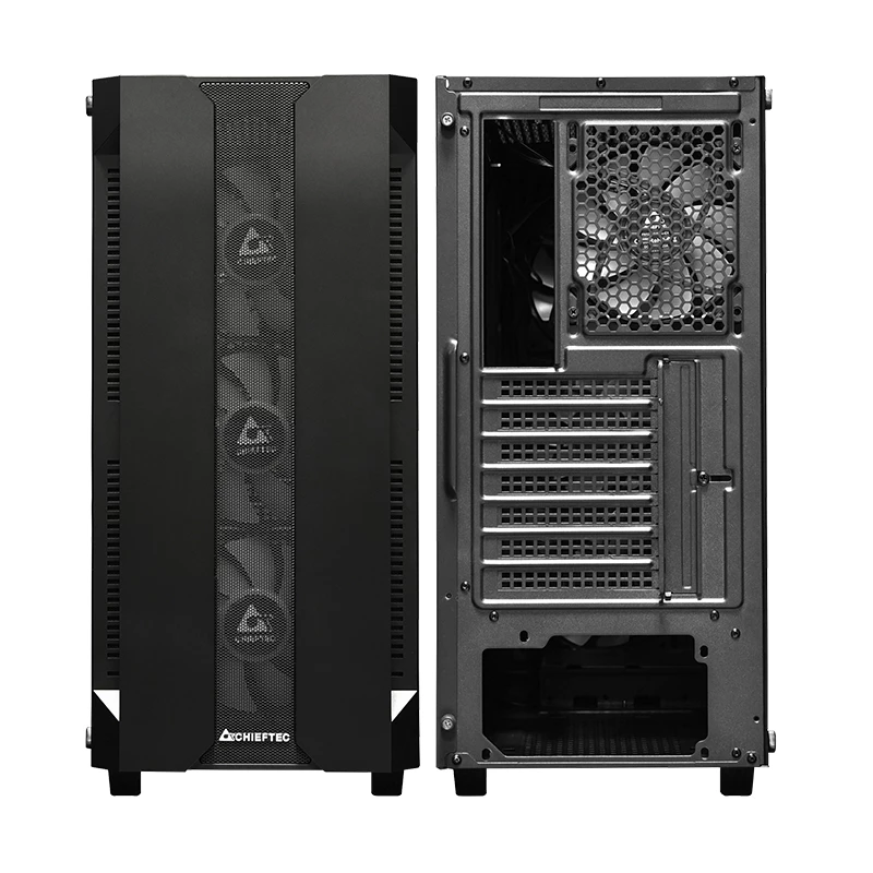 PC-behuizing CHIEFTEC GS-01B-OP tower zwart – gehard glas, RGB-ventilator, ondersteunt ATX/Micro-ATX, GPU tot 320 mm