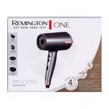 Haardroger Remington D6077 2000 W, ionenfunctie, koudstand, diffusor, 3 temperatuurstanden, grijs/brons