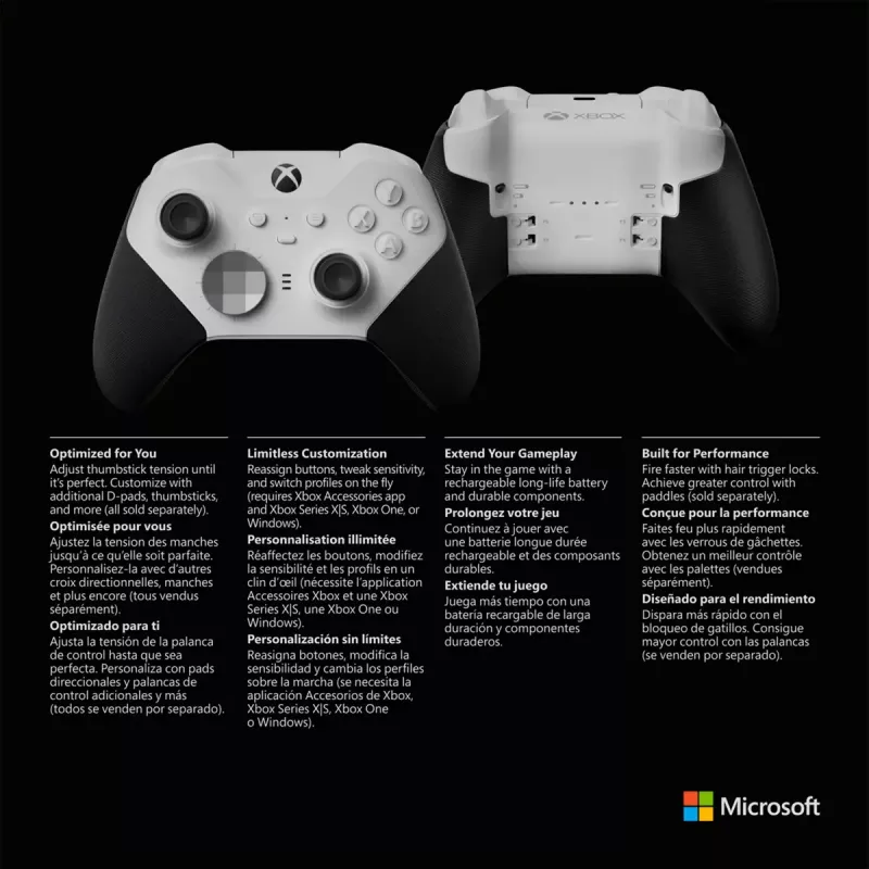 Gamepad Microsoft Xbox Elite Wireless Series 2 Core zwart wit Bluetooth USB