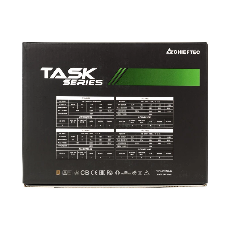 Chieftec Task TPS-700S voeding 700 W 20+4 pin ATX ATX zwart