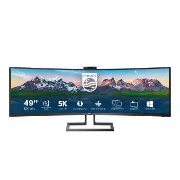 Philips P Line 32:9 SuperWide gebogen lcd-display 499P9H/00, 124 cm (48,8 inch), 5120 x 1440 pixel, UltraWide Dual Quad HD, lcd, 5 ms, zwart