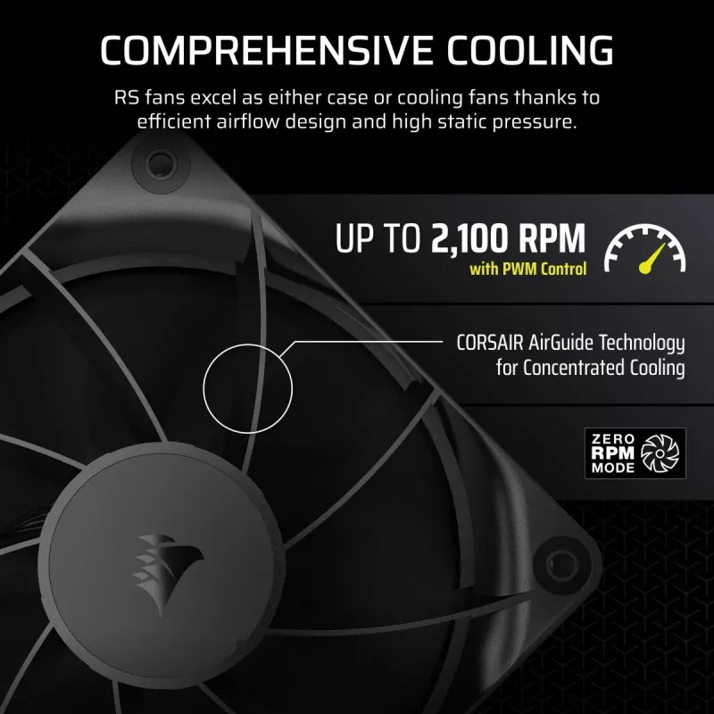 Corsair RS120 CO-9050188-WW PWM-behuizingsventilator, 120 mm, zwart