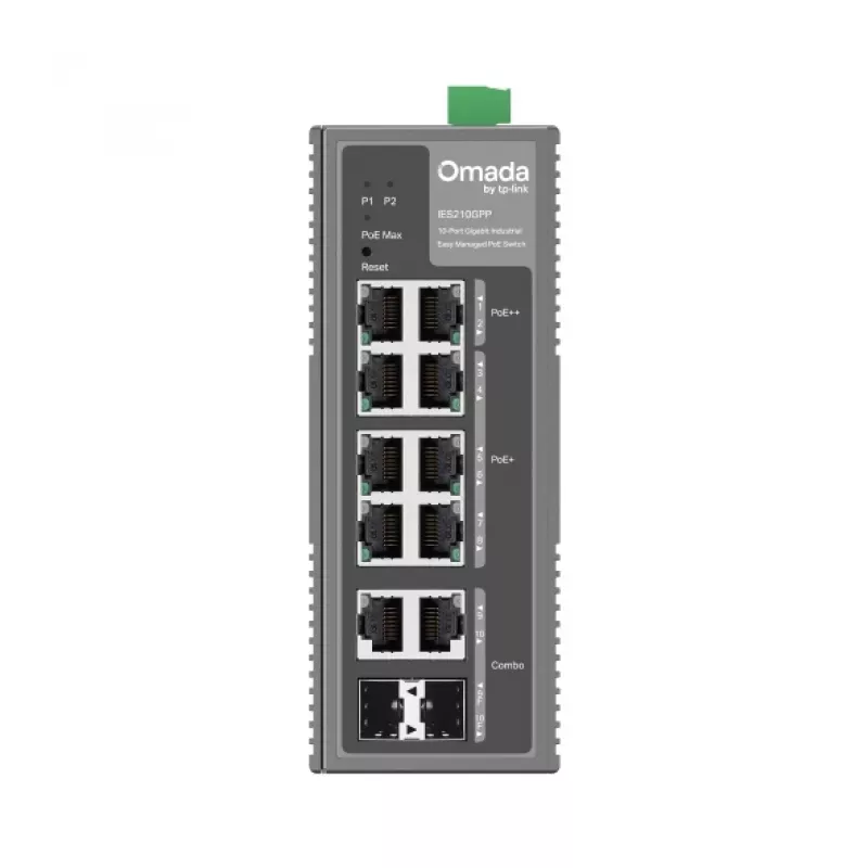 TP-Link Omada 10-poorts Gigabit Industrial Easy Managed switch met 6-poorts PoE+ en 2-poorts PoE++