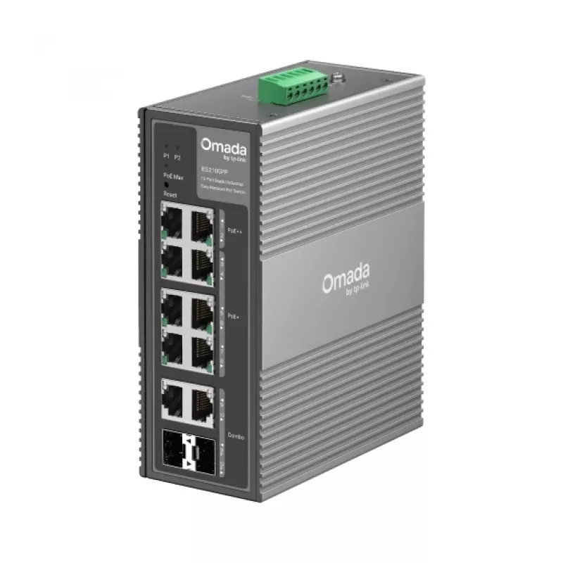 TP-Link Omada 10-poorts Gigabit Industrial Easy Managed switch met 6-poorts PoE+ en 2-poorts PoE++