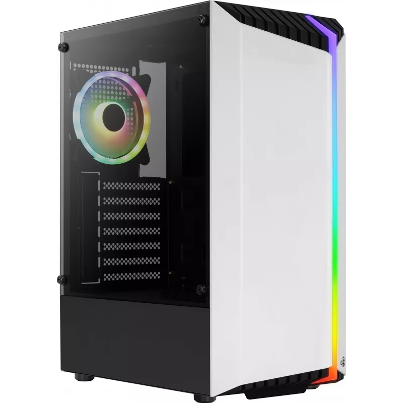 Aerocool Bionic V2 Midi Tower pc-behuizing, ATX / micro ATX / Mini-ITX, gehard glas, RGB, wit