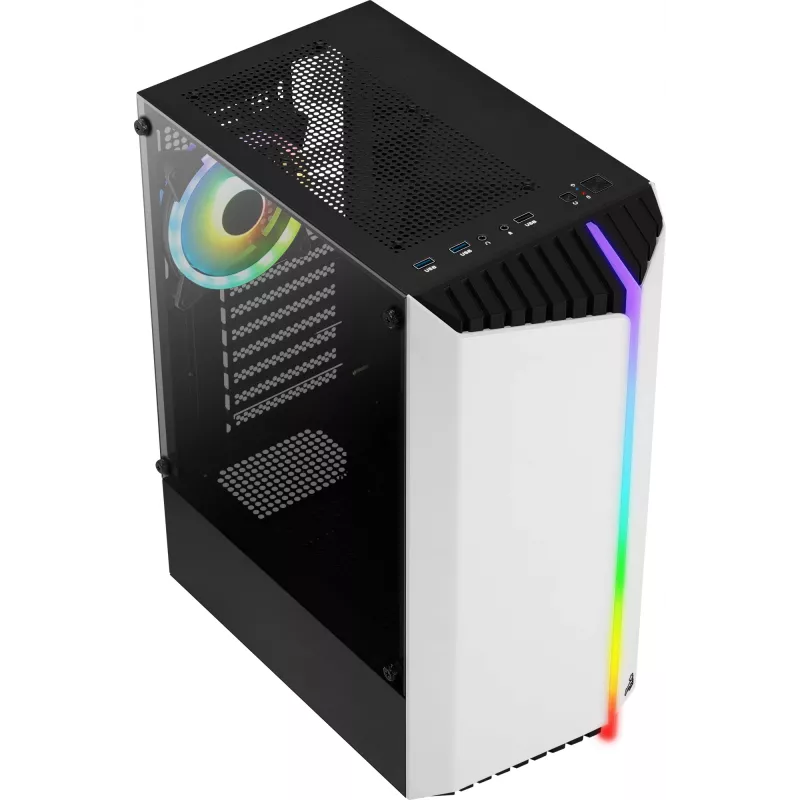 Aerocool Bionic V2 Midi Tower pc-behuizing, ATX / micro ATX / Mini-ITX, gehard glas, RGB, wit