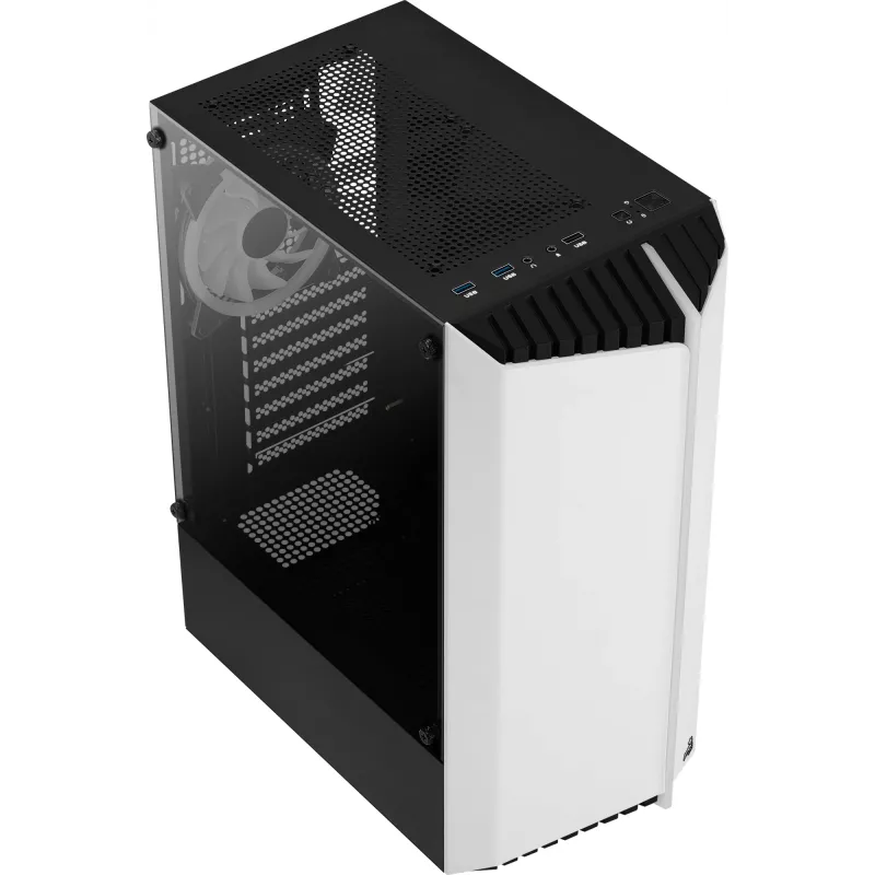 Aerocool Bionic V2 Midi Tower pc-behuizing, ATX / micro ATX / Mini-ITX, gehard glas, RGB, wit