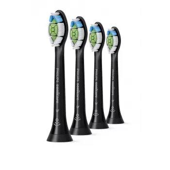 Opzetborstels Philips HX6064/88 Optimal White — 4 stuks, zwart, medium borstelharen, 62.000 bewegingen/min