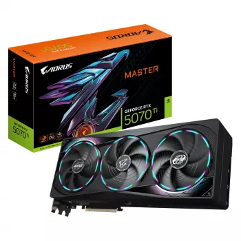 GIGABYTE AORUS GeForce RTX 5070 Ti MASTER 16G grafische kaart - 16GB GDDR7, 256bit, PCI-E 5.0, 2670 MHz kernklok, 3 x DP 2.1a, 1 x HDMI 2.1b, NVIDIA DLSS 4, GV-N507TAORUS M-16GD