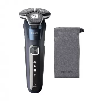 Philips SHAVER Series 5000 S5885/10 herenscheerapparaat, roterend scheerapparaat, trimmer, zwart, blauw