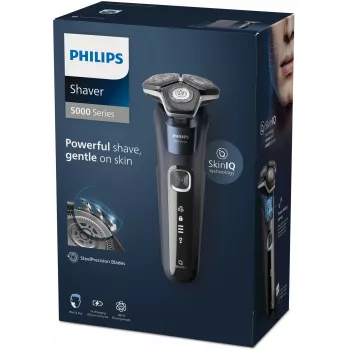 Philips SHAVER Series 5000 S5885/10 herenscheerapparaat, roterend scheerapparaat, trimmer, zwart, blauw