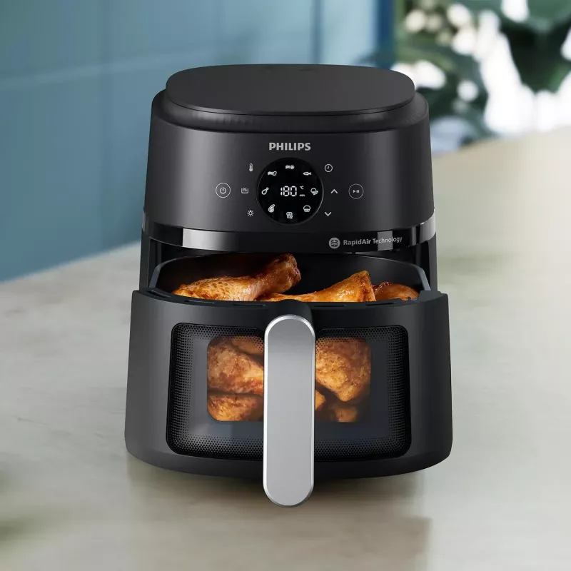Philips 2000 serie NA221/00 friteuse enkel 4,2 L standalone 1500 W heteluchtfriteuse zwart, zilver