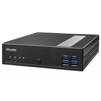 Shuttle XPC slim barebone DL30N, Intel N100, 1x DDR5, 2x LAN (2x 2.5Gbit), 2xCOM, 1xHDMI, 1xDP, 1x VGA, ventilatorloos, 24/7 continu gebruik