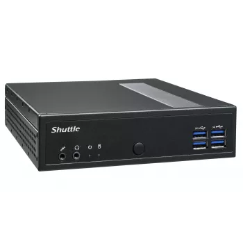 Shuttle XPC slim barebone DL30N, Intel N100, 1x DDR5, 2x LAN (2x 2.5Gbit), 2xCOM, 1xHDMI, 1xDP, 1x VGA, ventilatorloos, 24/7 continu gebruik