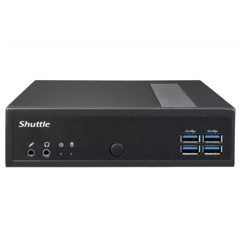 Shuttle XPC slim barebone DL30N, Intel N100, 1x DDR5, 2x LAN (2x 2.5Gbit), 2xCOM, 1xHDMI, 1xDP, 1x VGA, ventilatorloos, 24/7 continu gebruik
