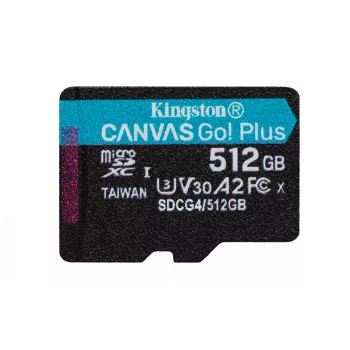 Kingston Technology 512GB microSDXC Canvas Go Plus Gen4 200R A2 U3 enkele verpakking zonder adapter