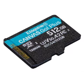 Kingston Technology 512GB microSDXC Canvas Go Plus Gen4 200R A2 U3 enkele verpakking zonder adapter