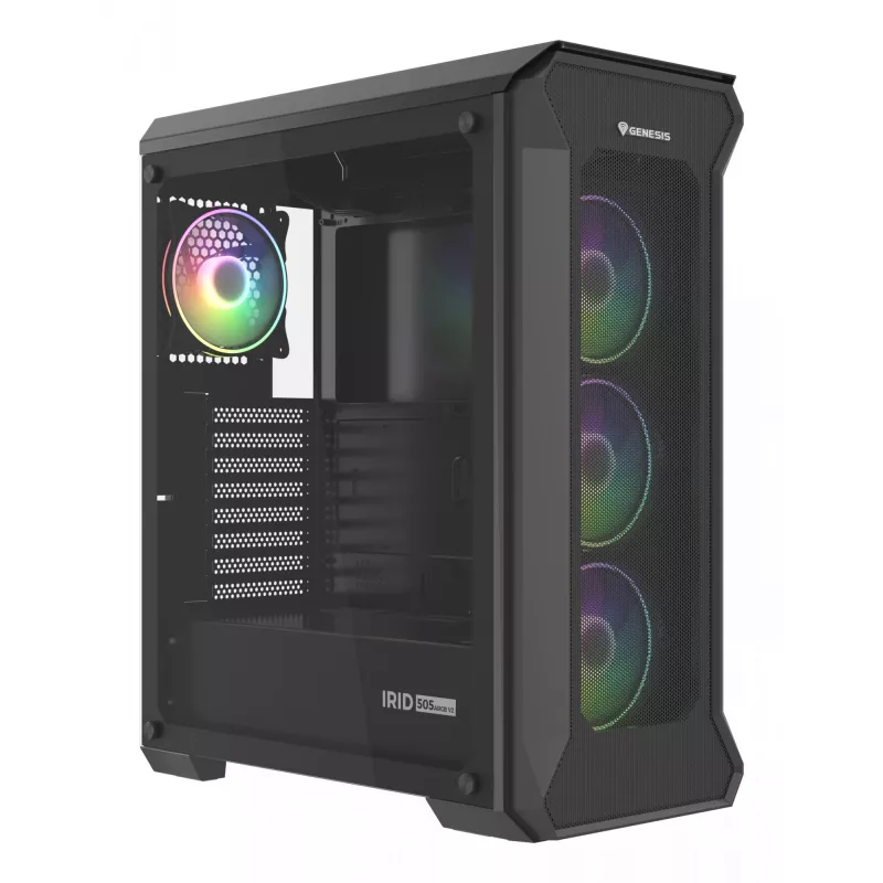 GENESIS Irid 505 ARGB midi tower zwart, transparant