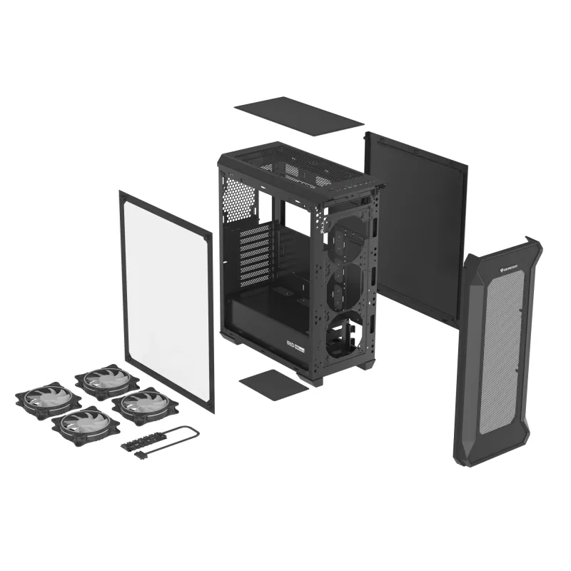 GENESIS Irid 505 ARGB midi tower zwart, transparant