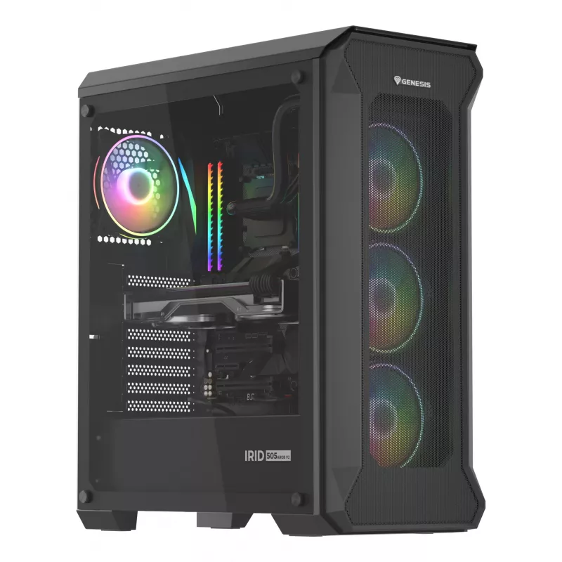 GENESIS Irid 505 ARGB midi tower zwart, transparant