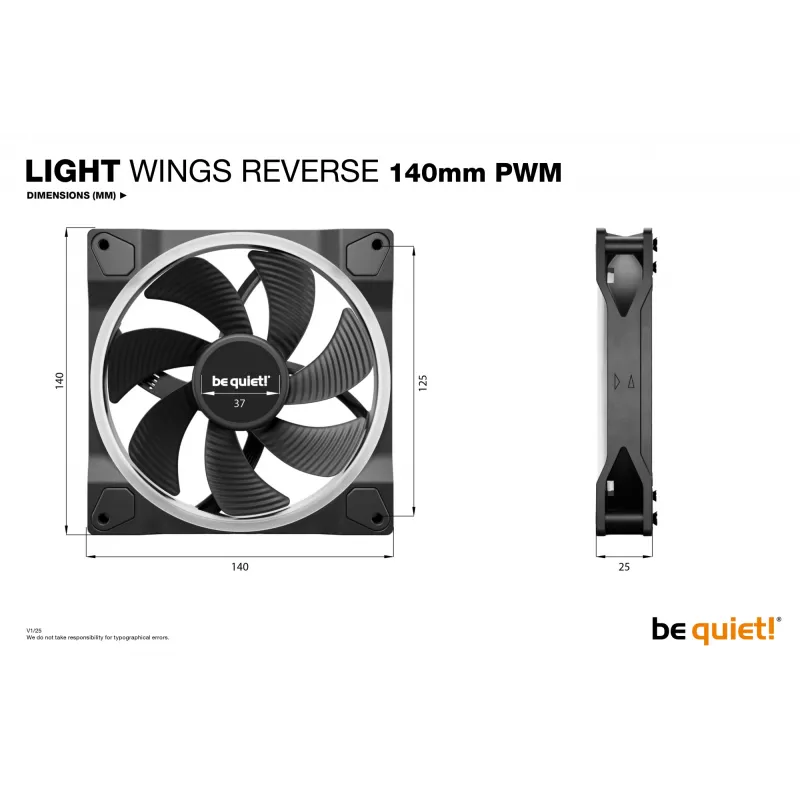 be quiet! Light Wings 140 mm PWM Reverse zwart caseventilator 14 cm 1 stk.