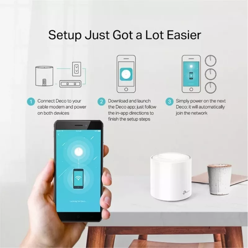 TP-Link AX1800 Whole Home Mesh Wi-Fi 6 systeem, wit, intern, mesh-router, stroom, FCC