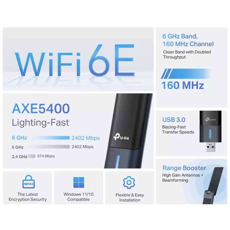 TP-Link Archer AXE5400 Wi-Fi 6E high-gain draadloze USB-adapter