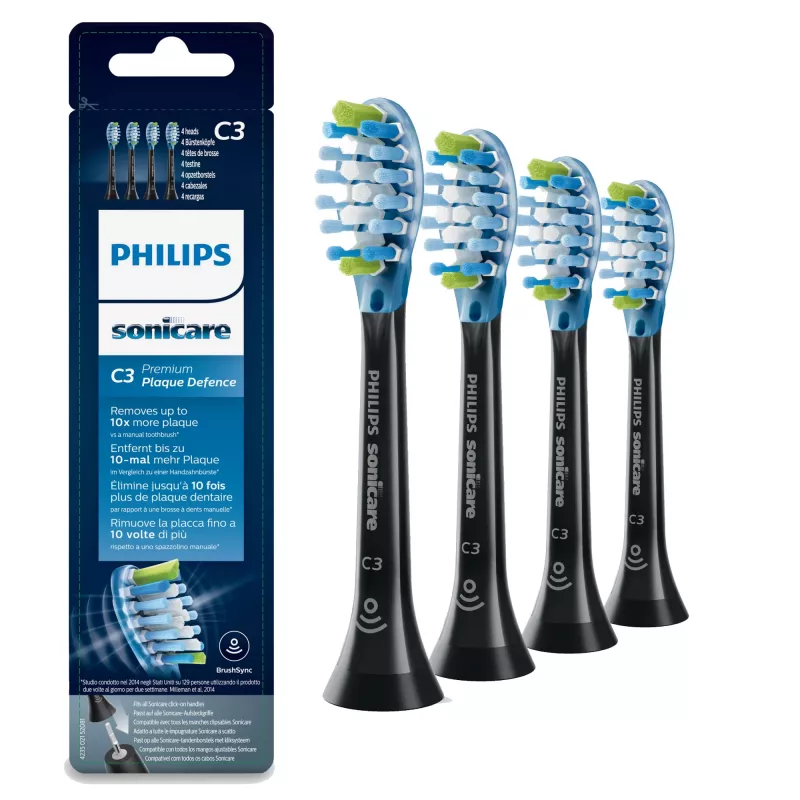 Philips C3 Premium Plaque Defence HX9044/33 4x zwart sonische tandenborstelkoppen
