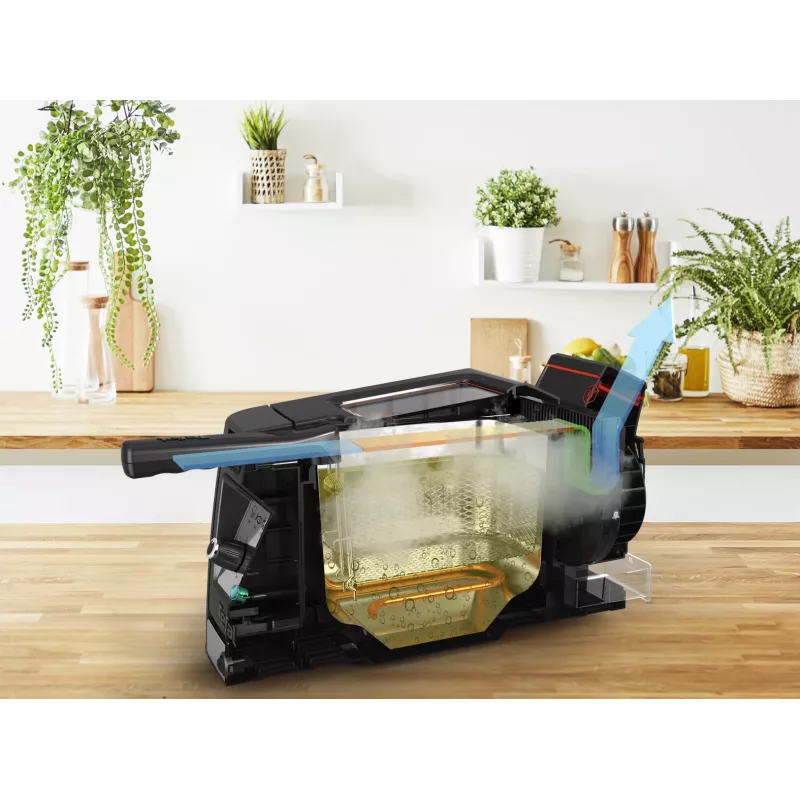 Tefal Clear Duo FR600D10 friteuse, 3,5 l, 2000 W, roestvrij staal/zwart