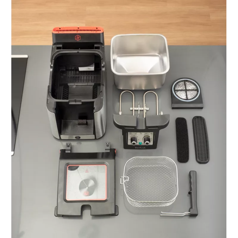 Tefal Clear Duo FR600D10 friteuse, 3,5 l, 2000 W, roestvrij staal/zwart