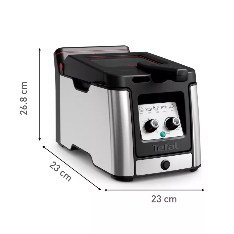 Tefal Clear Duo FR600D10 friteuse, 3,5 l, 2000 W, roestvrij staal/zwart