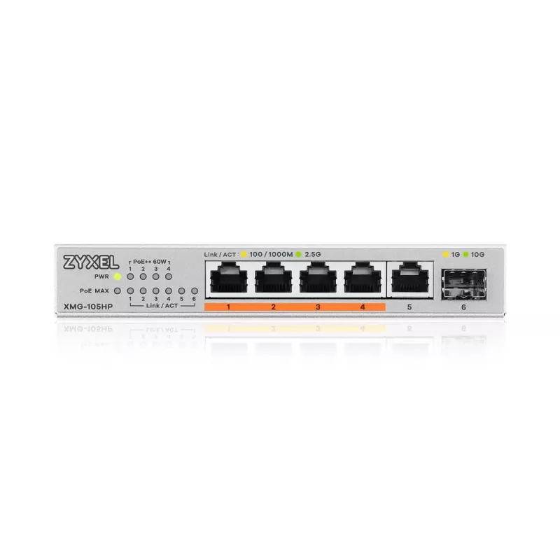 Zyxel XMG-105HP unmanaged 2.5G Ethernet (100/1000/2500) Power over Ethernet (PoE) zilver