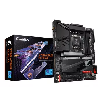 GIGABYTE Z790 AORUS ELITE AX moederbord - ondersteunt Intel Core 14e generatie, 16*+2+1 fasen digitale VRM, tot 7600 MHz DDR5 (OC), 4x PCIe 4.0 M.2, Wi-Fi 6E, 2,5 GbE LAN, USB 3.2 Gen 2x2