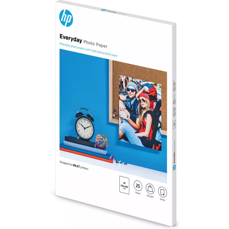 HP Everyday fotopapier, glanzend, 200 g/m², A4 (210 x 297 mm), 25 vel