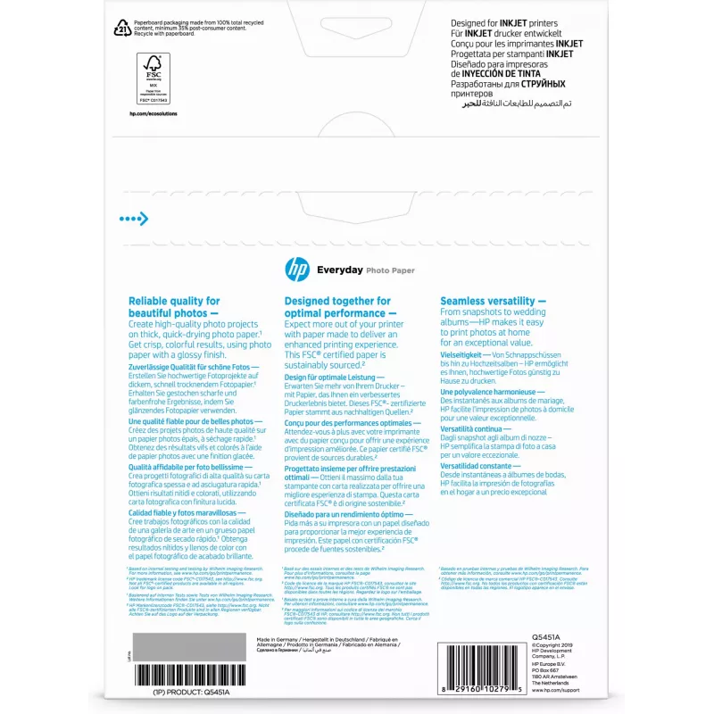 HP Everyday fotopapier, glanzend, 200 g/m², A4 (210 x 297 mm), 25 vel