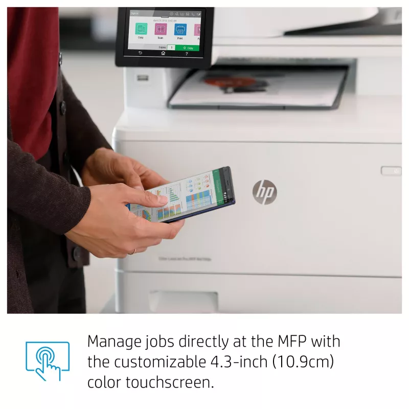 HP Color LaserJet Pro MFP M479fnw, printen, kopiëren, scannen, faxen, e-mail, scannen naar e-mail/PDF; 50-vel niet-gekrulde ADF