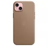 Apple FineWoven hoesje met MagSafe iPhone 15 Plus taupe