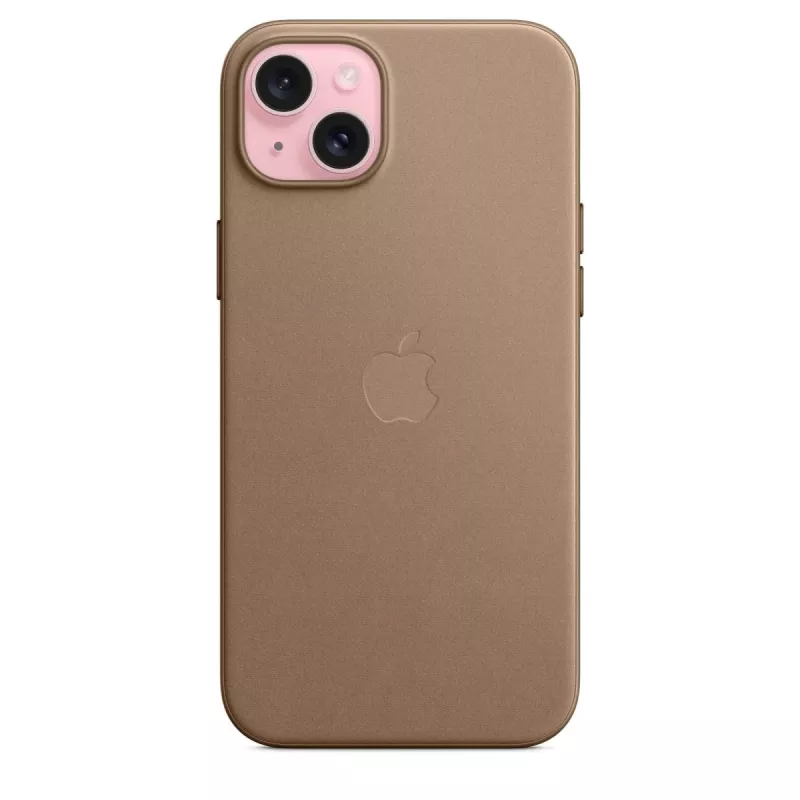 Apple FineWoven hoesje met MagSafe iPhone 15 Plus taupe
