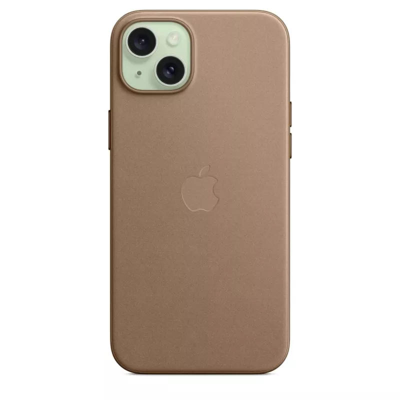 Apple FineWoven hoesje met MagSafe iPhone 15 Plus taupe