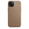 Apple FineWoven hoesje met MagSafe iPhone 15 Plus taupe